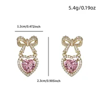Exquisite Full Rhinestone Bow Earrings for Women Sparkling Crystal Love Heart Bowknot Drop Earring Girls Party Wedding Jewelry - Image 6