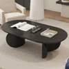 Oval Coffee Table, Solid Wood Coffee Table Simple Design, Farmhouse Black Coffee Table for Living Bedroom -51.2" x 27.6" x 15.6" 1