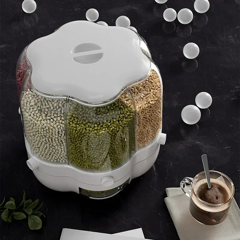 

Rice Storage Barrels Large 360° Rotating Food Cereal Grain Sealed Kitchen Tank Container Dispenser Box