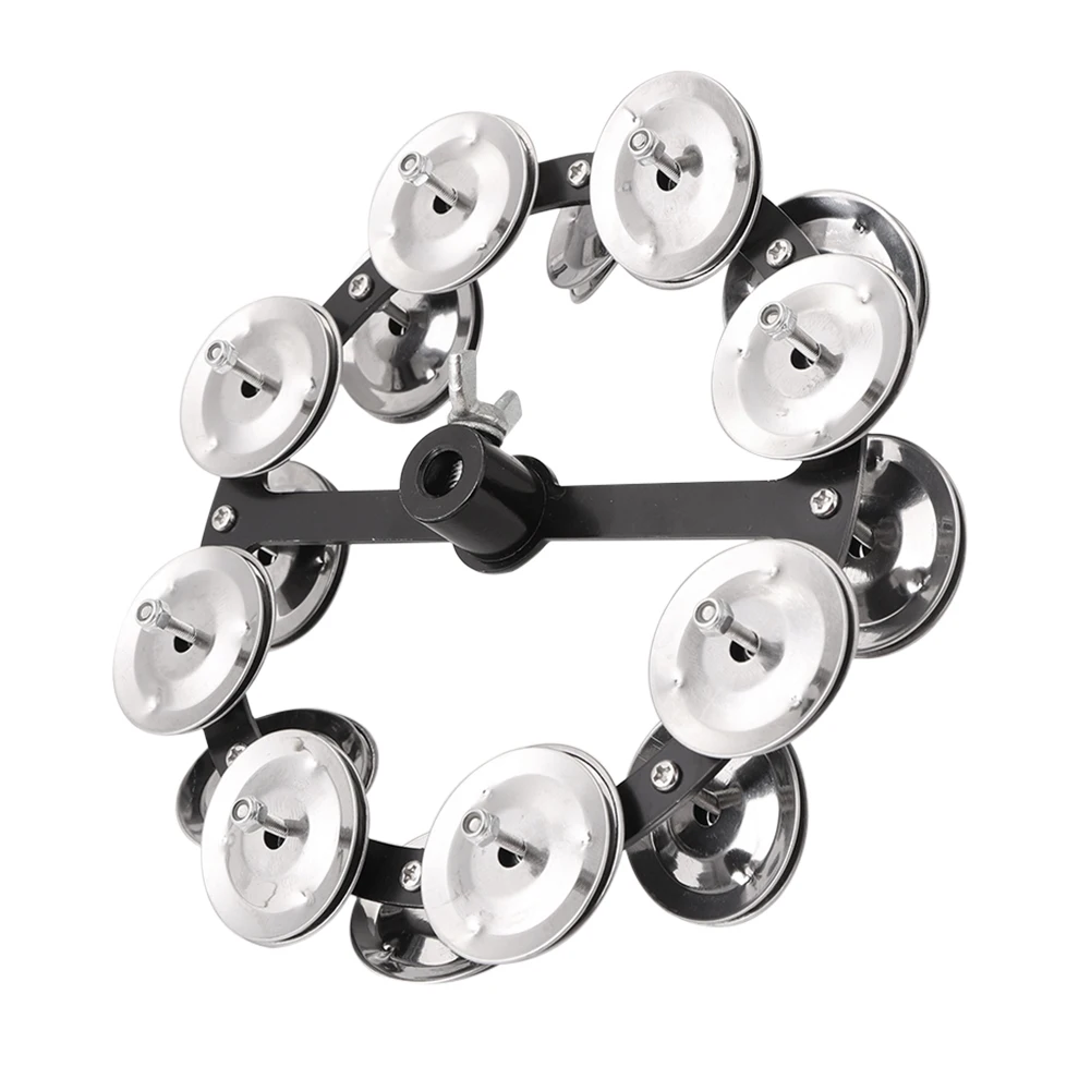 Portable Hi-hat Tambourine Iron Steel Professional Drum Cymbals Hi Hat Tambourine Steel Bells with Row Jingles drum cymbal kit