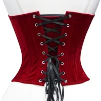 Corset Bustier Ajusté pour Femme, en Velours et Résille, à Lacets, Élégant, Sans Bretelles, Effet Sculptant, Amincissant la Taille, avec Baleines, Style Tube Top 6
