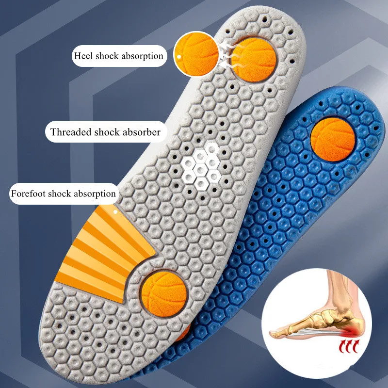 1Pair Basketball Sports Insoles Shock Absorption Sweat-absorbing  Breathable Air Cushion PU Soft Shoe Pads for Women Men Insole
