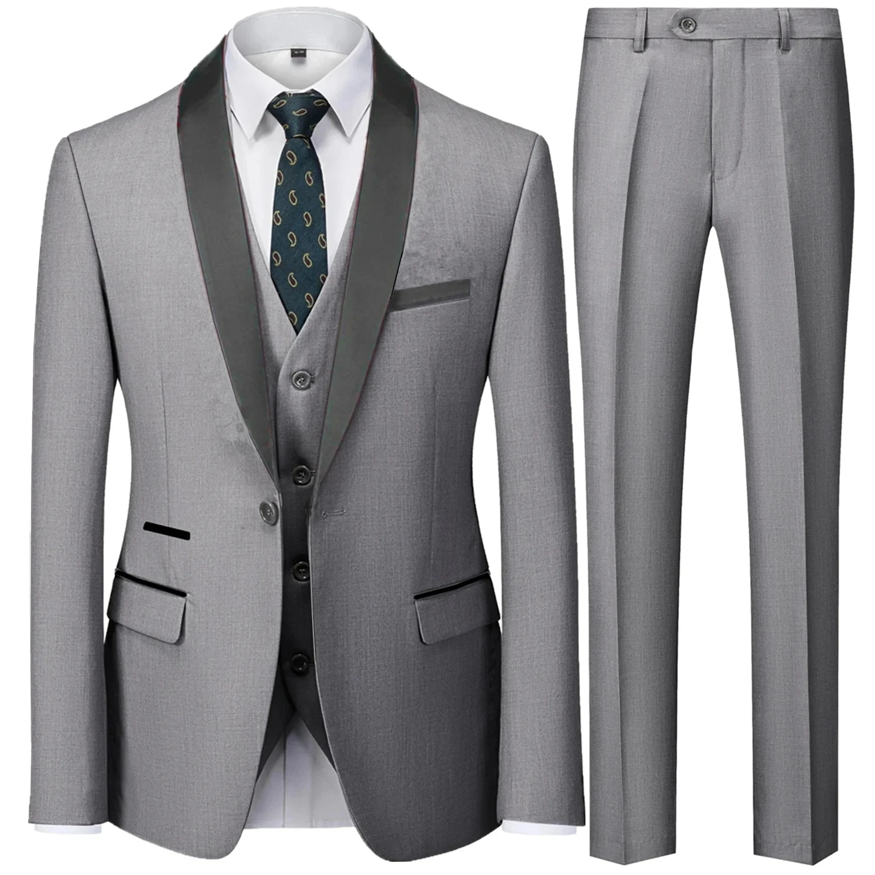 Suit Coat Pants Vest 3 Pcs Set / Fashion Men's Casual Boutique Business Wedding Groom Dress Blazers Jacket Trousers mens suit