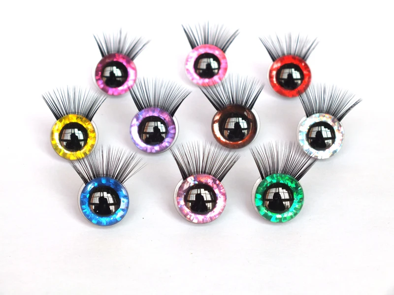 20sets 12/14/16/18/20/25/30mm Safety Eyes with Eyelashes-Flashing Eyes  Plastic Safety Eyes - (Color: Green/Size: 16mm)