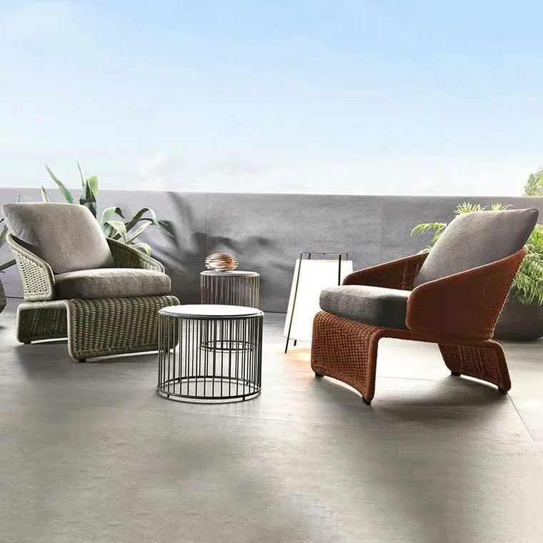 

Outdoor Furniture Balcony Courtyard Creative Rattan Tables and Chairs Leisure Garden