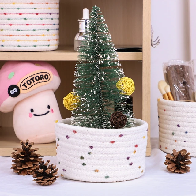 Többfunkciós Színes Tároló Kosár Szervező Kozmetikumok Snackek Játék Doboz Toll Tartó Pamut Kötél Szövött - Image 3