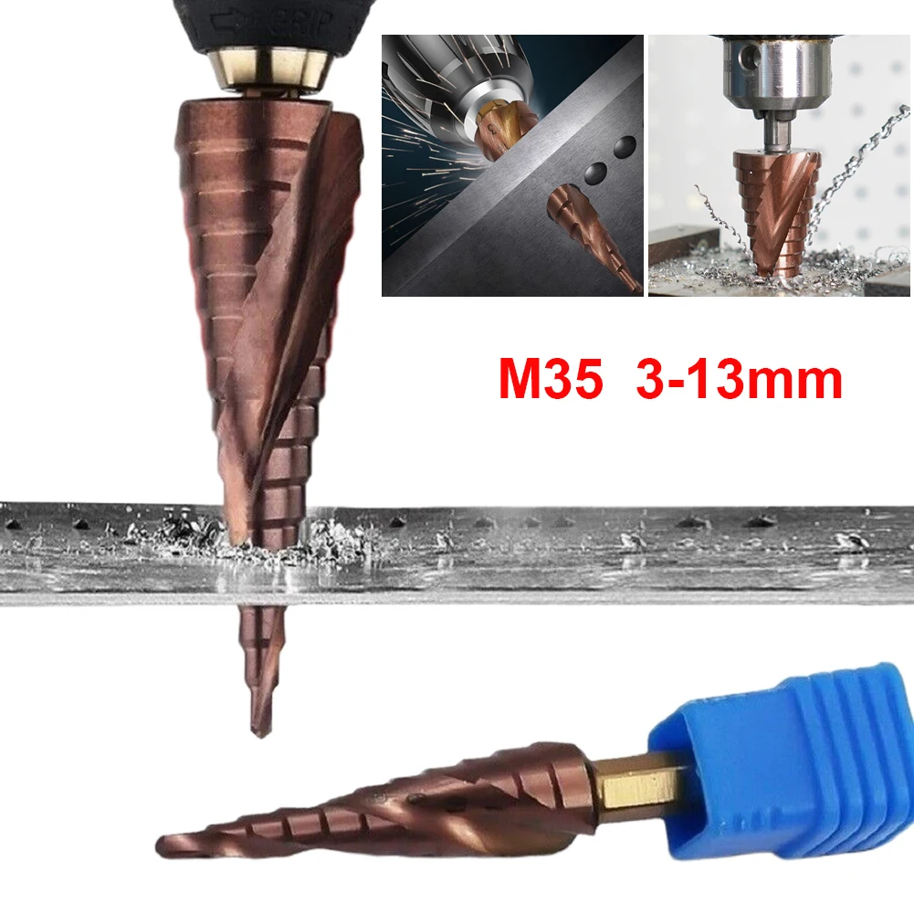 M35 HSS-Co Cobalt Step Drill Bit 1/4 Inch 3-13mm Hex Shank Woodworking Bit Hole Saw Milling Cutter HSS-Co Cobalt Step Cone Drill