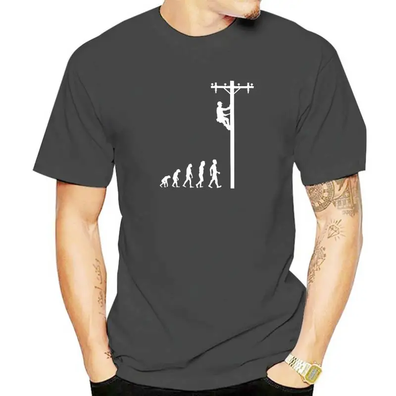 

Men Human Evolution Of Lineman T Shirts Electrician Pure Cotton Tops Funny Short Sleeve Round Neck Tee Shirt Gift T-Shirt