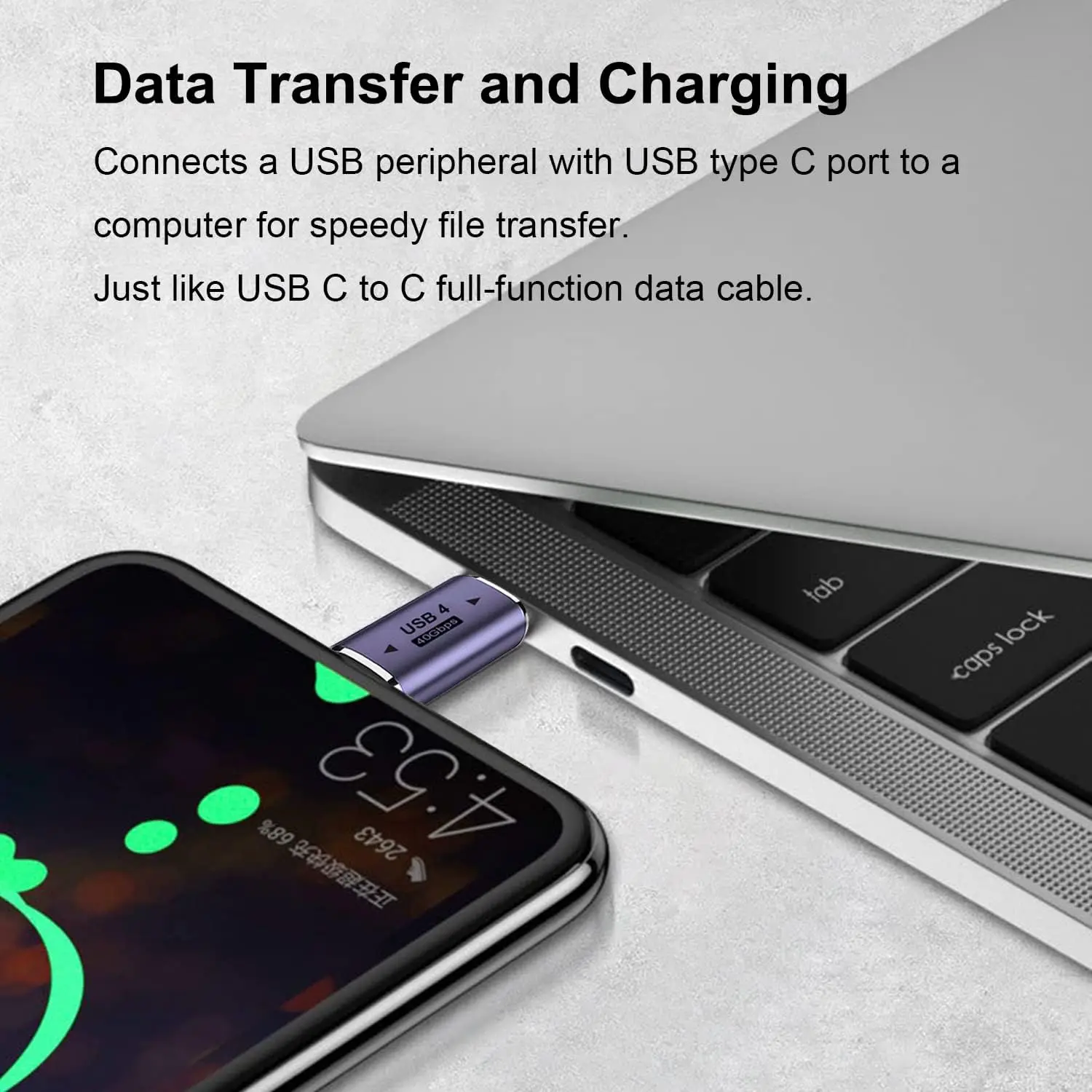 USB C타입 수-수 어댑터, USB C타입 커플러 익스텐더 지지대, 썬더볼트 4/3, 맥북 프로 에어, 노트북용, 40Gbps, 8K @ 60Hz