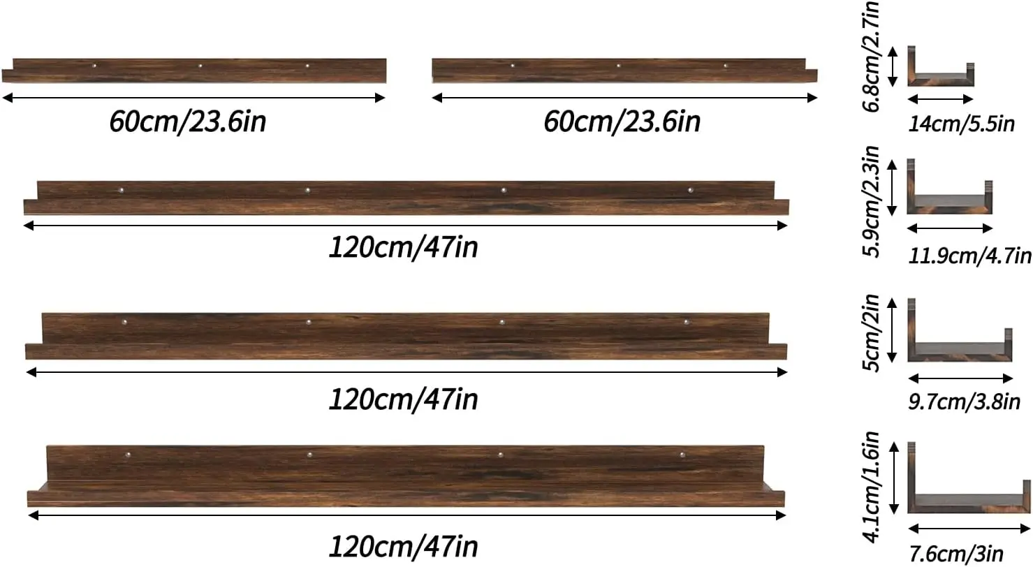 Set of 5 Rustic Wood Picture Ledges 2 | Set of 5 Rustic Wood Picture Ledges 3