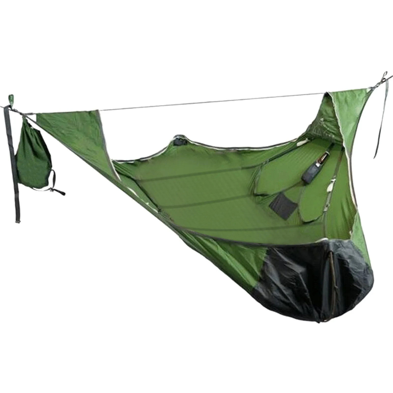Outdoor Flat Sleep Hammock Tent Suspension Kit Camping Hammock Camping Cot with Rain Fly&Bug Net Straps