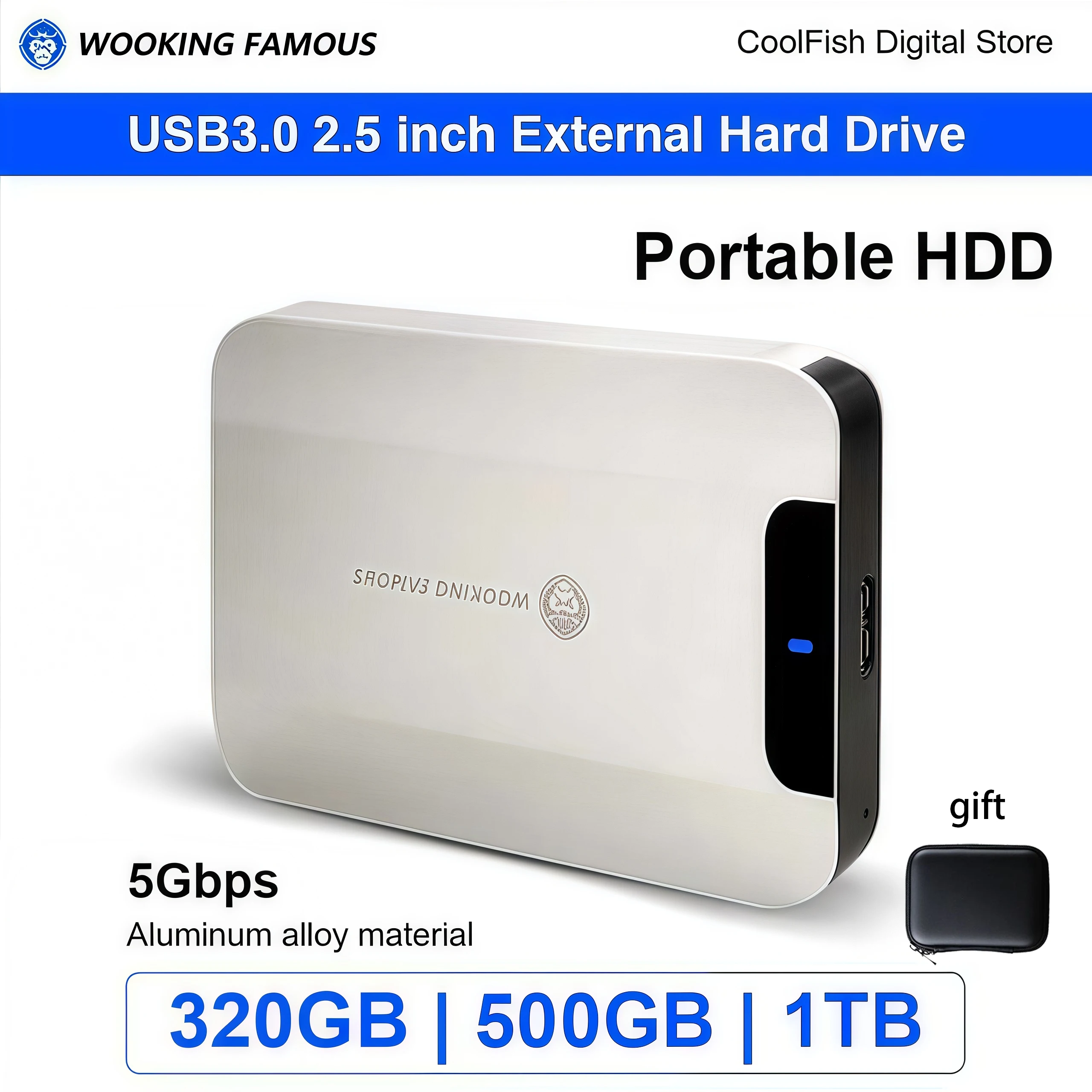แบบพกพา HDD โลหะวัสดุ 5Gbps ฮาร์ดไดรฟ์ภายนอก 320GB 500GB 1TB LED USB3.0 ดิสโก้ Hard Exter สําหรับ PC/MAC/PS4/PS5 1