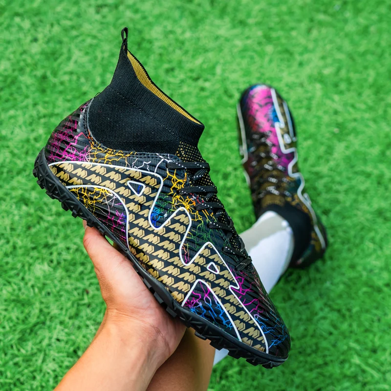 High-top Soccer Shoes, Men Football Boots, Ultralight FG/TF Soccer Cleats Boys High Ankle Grass Training Football Boots New