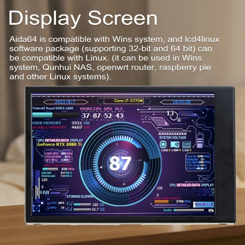 3.5 ġ 320x480 ̴ 뷮  ȭ IPS , Aida64  USB ǻ  USB2LCD ÷ PC