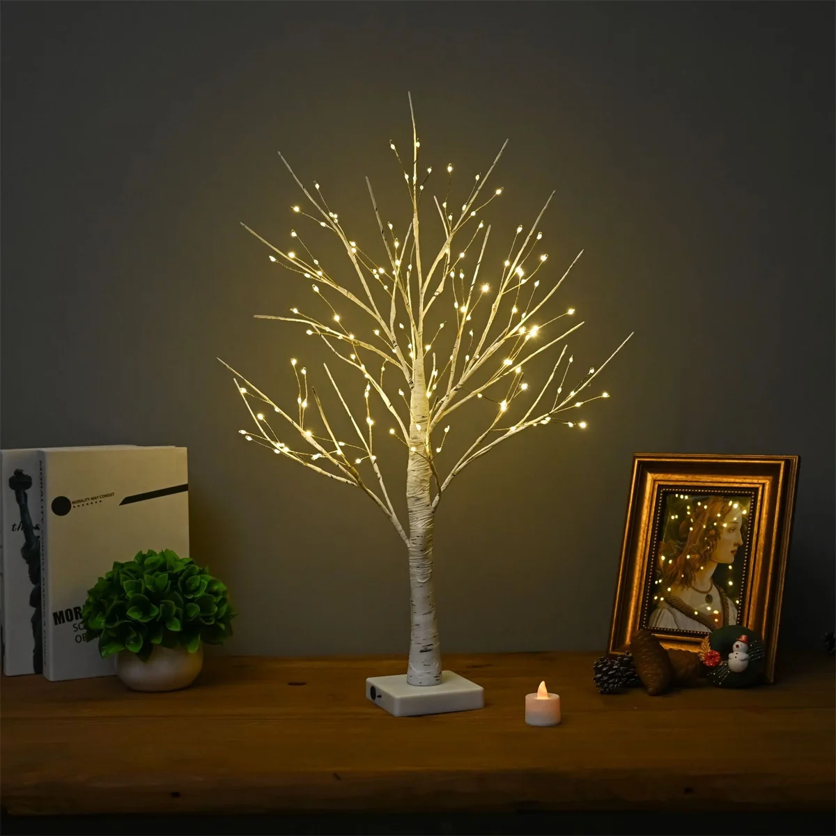 LED simulation birch tree bedroom, living room, party decoration, battery, USB dual-use, warm and romantic atmosphere· 4