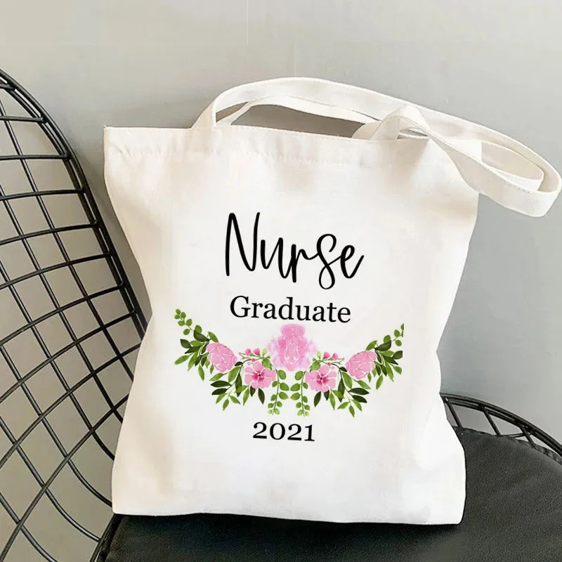 Krankenschwester Brief Drucken Schulter Taschen Kein Reißverschluss Mädchen Leinwand Casual Eco Tote Handtasche Nette Frauen Große Kapazität Grafik Einkaufstasche – Detail 5