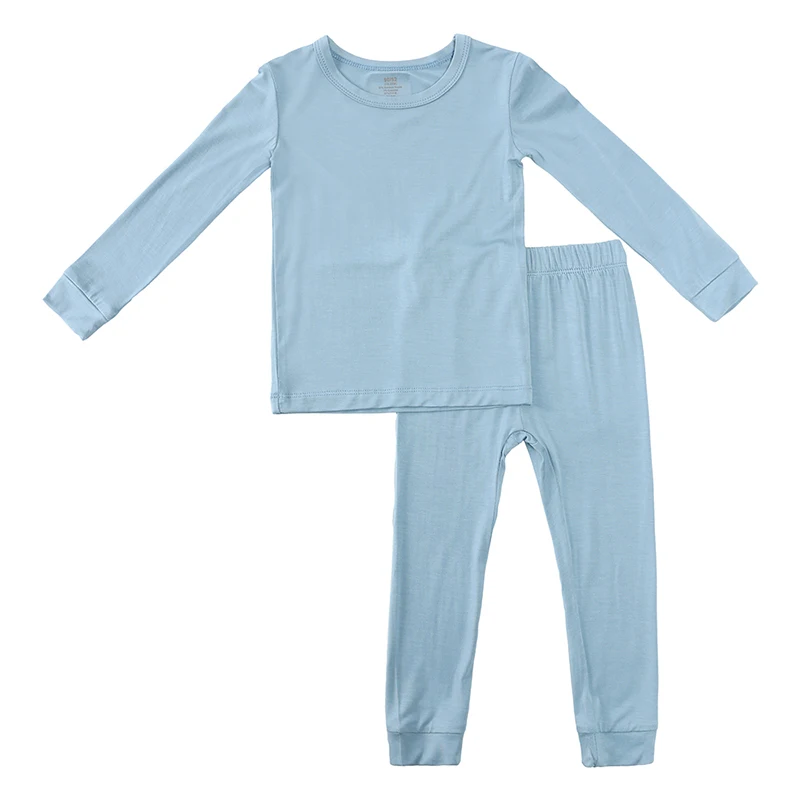 2024 Bamboo Fiber Toddler Kids Pajamas Clothes Solid Hight Elasticity Breathable Sleepwear Set For 9M-7T Boy Girl Loungewear