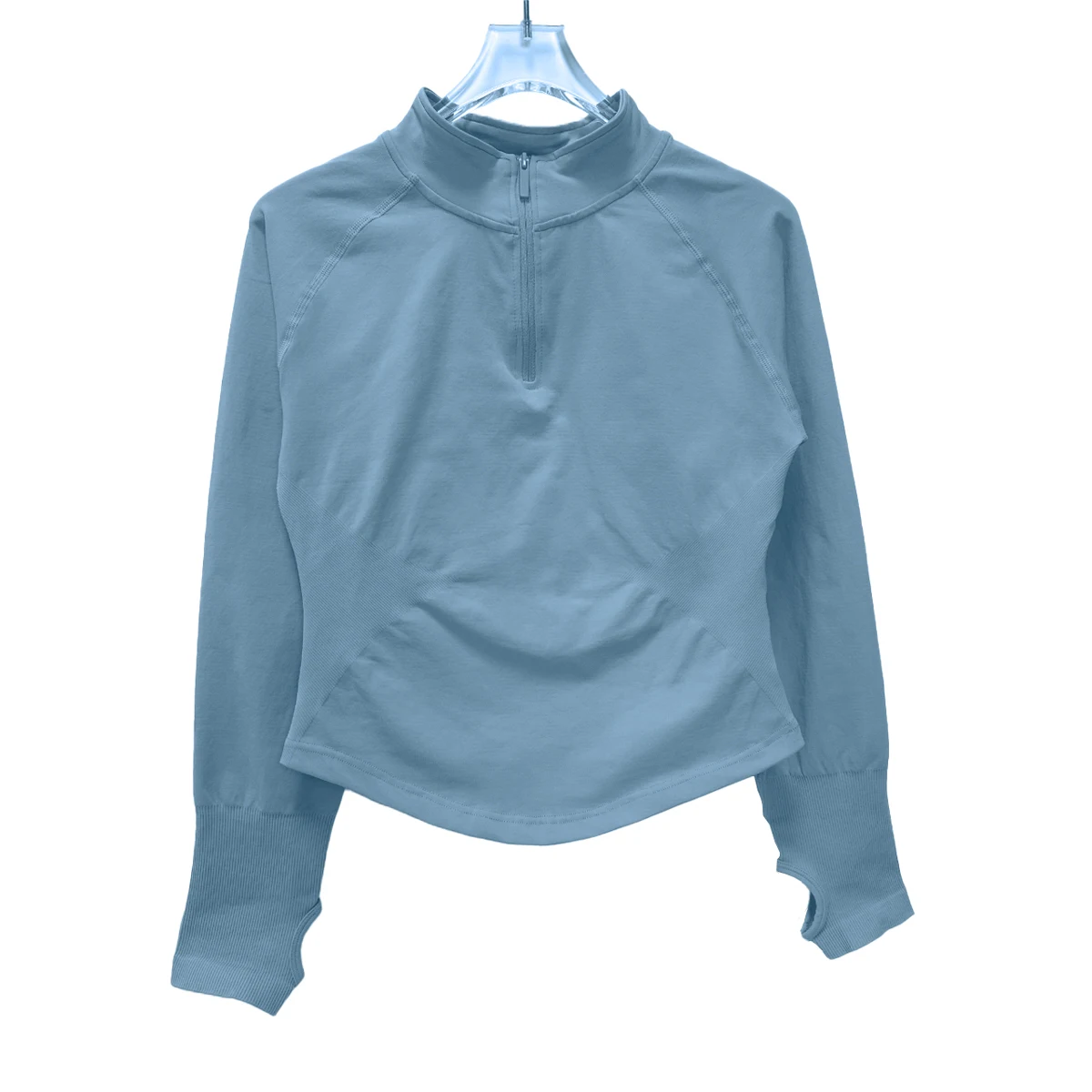 Haut de Sport Femme Manches Longues Demi-Zip