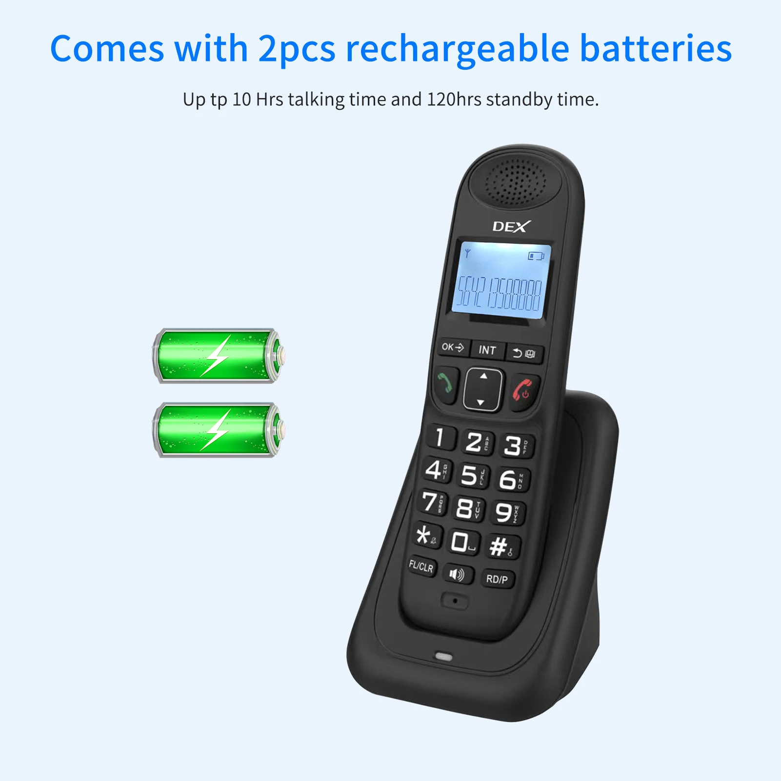 Expandable Cordless Phone System with 3 Lines Display Caller ID Support 5 Handsets Connection 50 Phone Book Memories cordless phone