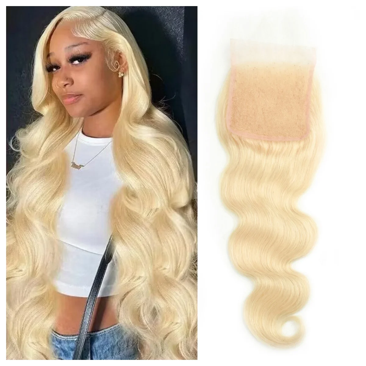 613 Honey Blonde Lace Closure 13X4 Body Wave Lace Frontal Closure 4X4 Free Part Brazilian Remy Human Hair Transparent La