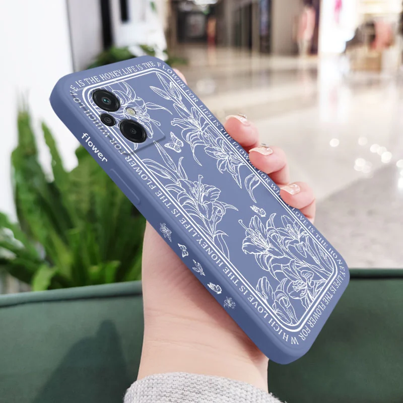 Elegant Line Art Floral Silicone Phone Case