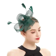 2023 Bridal Fascinator Bow Hat with Headband and Clips Jockey Feathered Top Hat Wedding Cocktail Tea Party Headpiece for Women