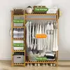 Wooden Garment Coat Clothes Hanging Heavy Duty Rack with top shelf and 2-tier Shoe Clothing Storage Organizer Shelves 2