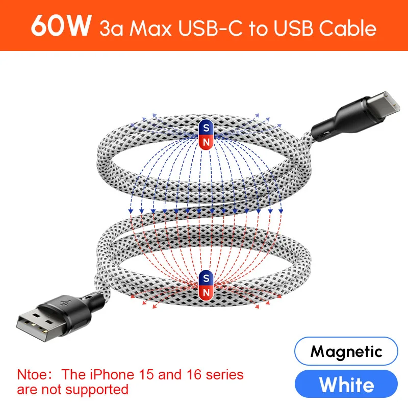 ตัวเลือกสินค้า สายชาร์จแม่เหล็ก USB-C ชาร์จเร็ว 27W สำหรับ iPhone & Samsung