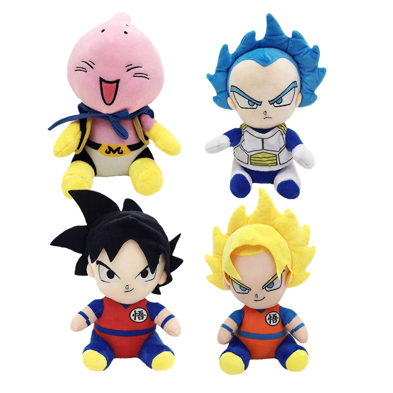 20-28cm New Dragon Ball Plush Stuffed Toys Saiyan Goku Vegeta Buu Cartoon Japan Anime Figure Doll Baby Birthday Gifts Home Decor