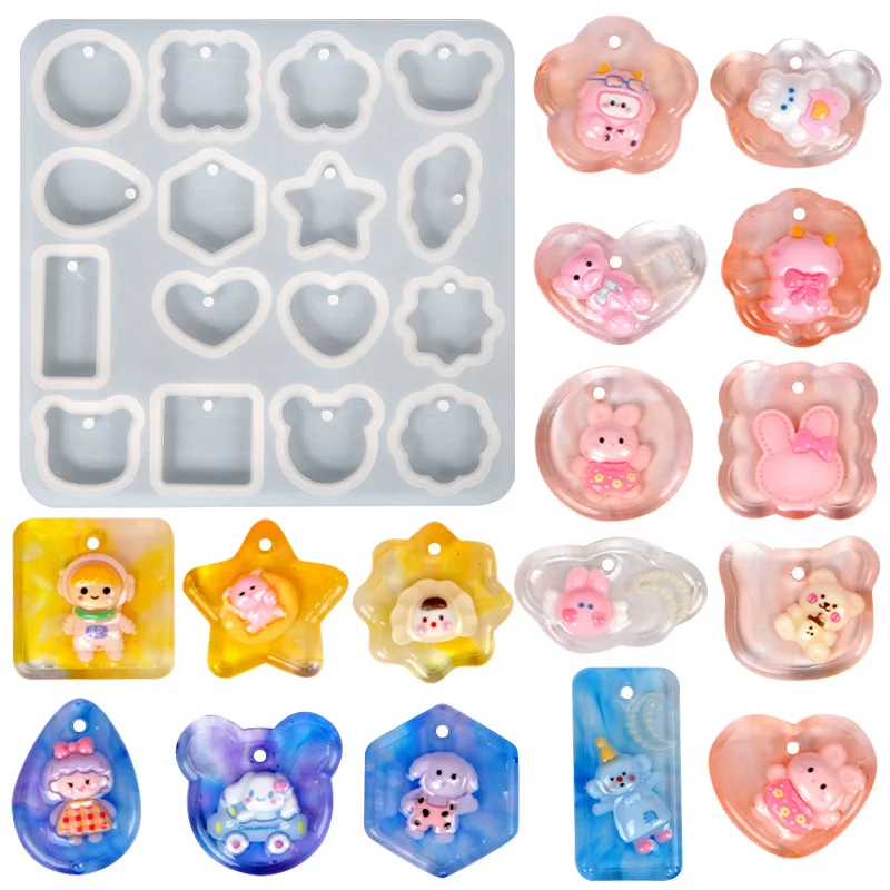 

Full page perforated silicone mold made of epoxy resin suitable for hanging pendants keychains sweaters chain accessories