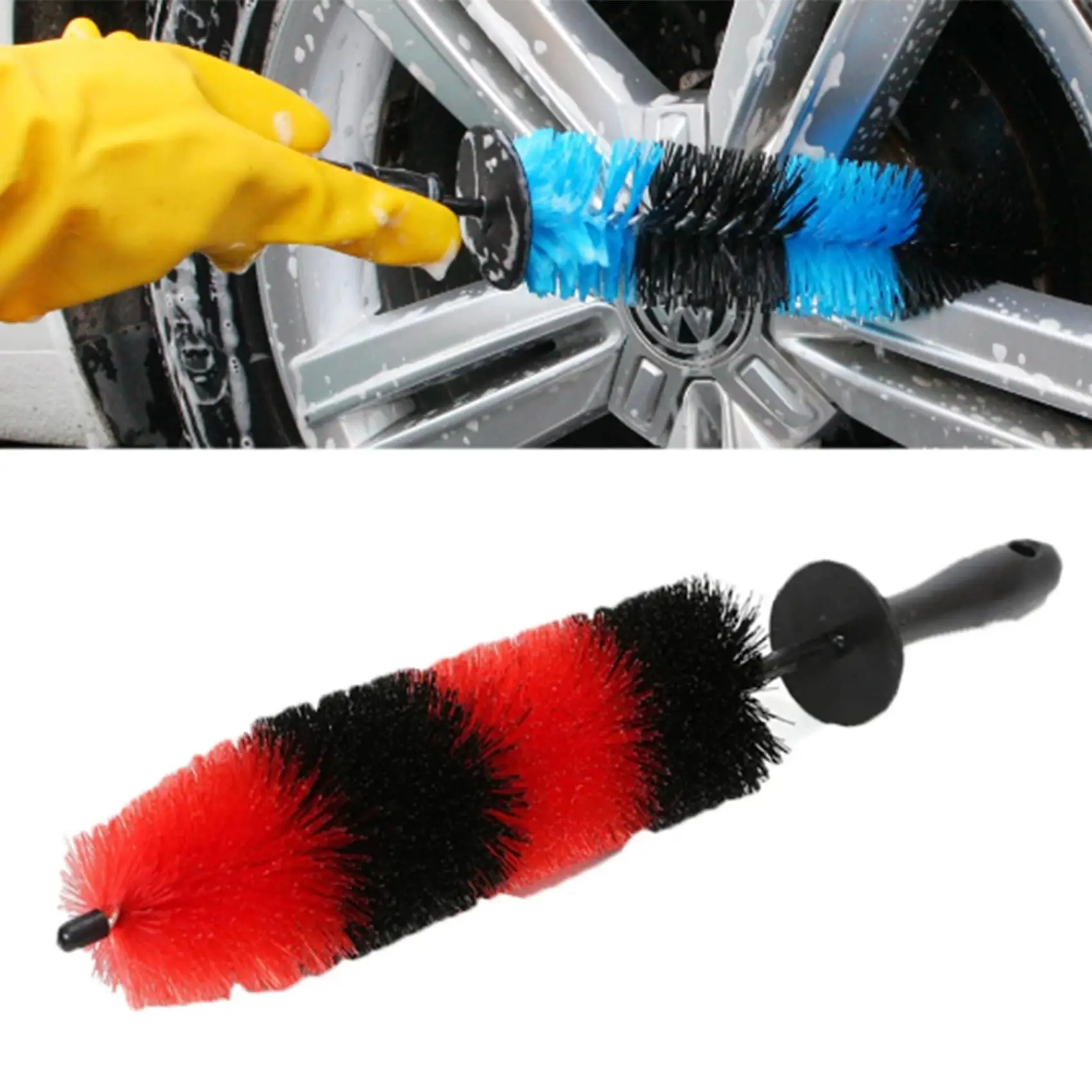 Multifunction Wheel Wash Brush Car Truck Motor Engine Grille Wheel Wash Brush Tire Rim Cleaning Tool 17Inch Long Easy Reach wheel cleaning brush wheel tire cleaning brush wheel brush car washing brush car wash brush car cleaning tool