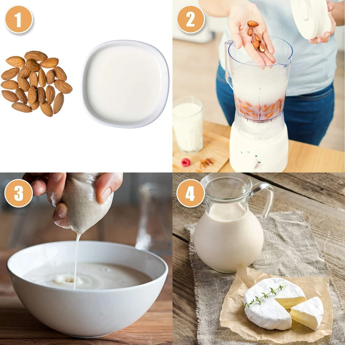 4Pcs Nut Milk Bags for Straining Reusable Nylon Nut Bag for Soy Milk Juice Greek Yogurt Coffee Brew Brewing Strainers Filter