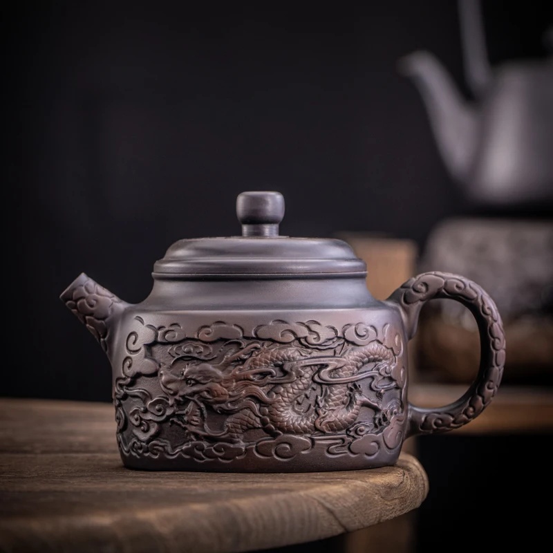 

Jianshui Purple Pottery Teapot Hand Painted Antique Relief Teapot Household Teapot Kungfu Tea Set Kettle