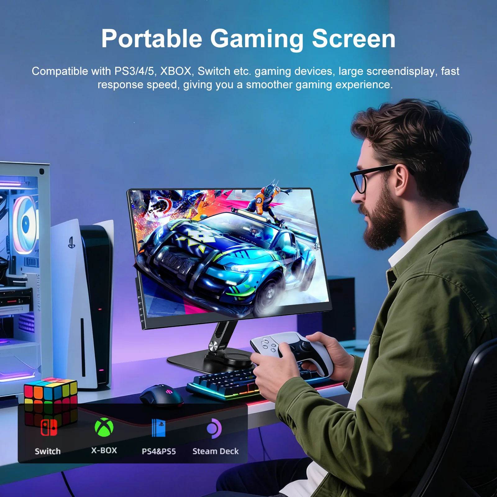 14인치 휴대용 모니터 3K 3000x2000P HDMI Type-C 포트 Mac OS PS5 노트북 게임용 외부 디스플레이 여러 장치와 호환 가능