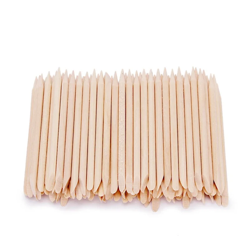 Nail Art Design Orange Wood Stick 100 Pcs Cuticle Pusher Remover Manicure Pedicure Care nail art pusher manicure tools nail manicure tools nail manicure sticks manicure pedicure tools cuticle pusher