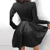 Sexy Sheath Mini Dress For Women Zipper Pockets Lace Long Sleeve Patchwork Party Dresses Elegant Stand Neck Button Slim Vestidos 4