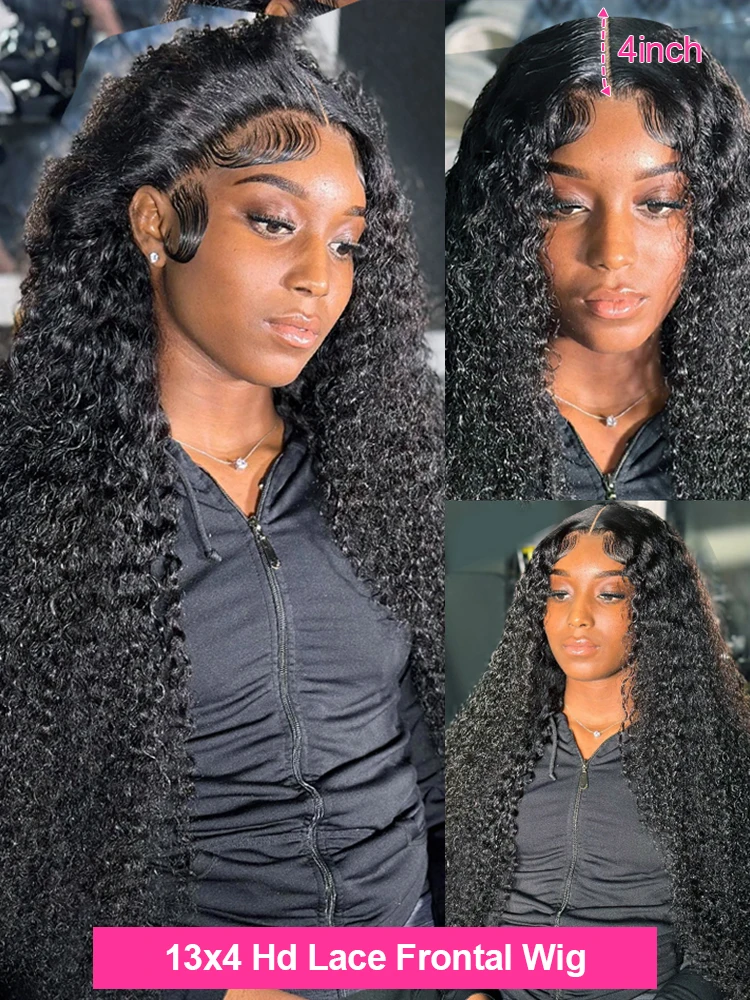 Lace Front Wigs For Women Deep Wave 13x6 HD Curly Human Hair 40 Inch Water Wave Transparent 360 Full Lace Wig Pre Plucked