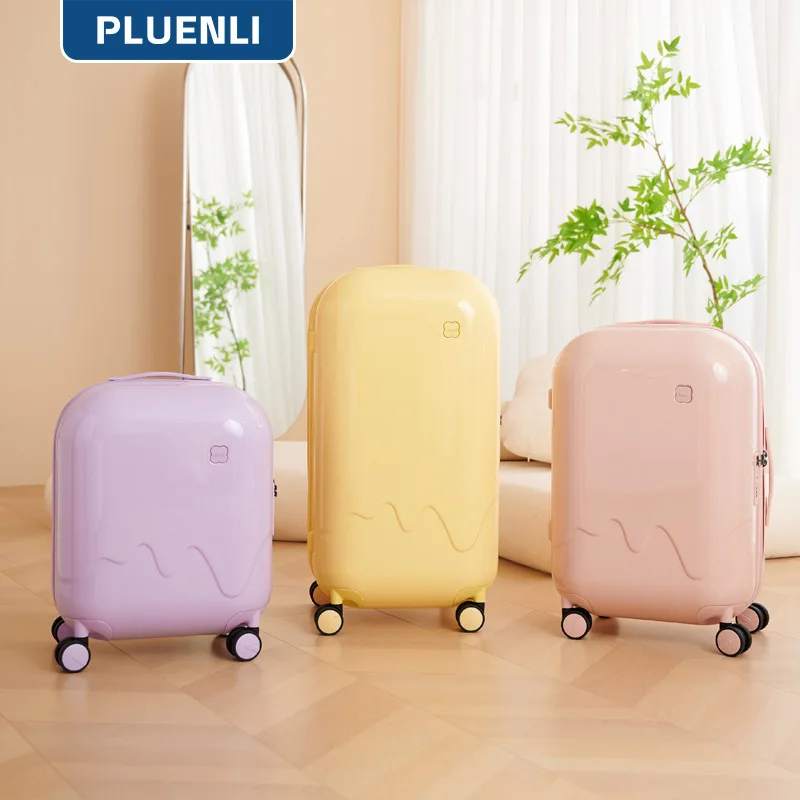 

PLUENLI Small Luggage Female Boarding Case Trolley Case Universal Wheel Student Password Suitcase