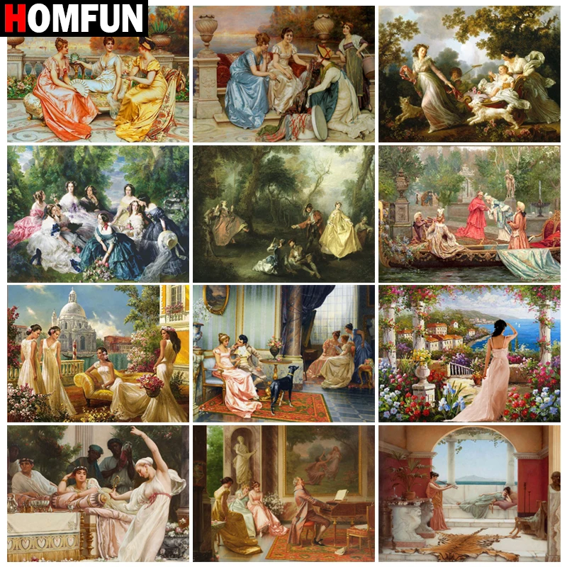 HOMFUN Full diamond Painting "Character Beauty Party" Resin Drill Embroidery 5D Diy Diamond Painting Handmade Cross Stitch gift