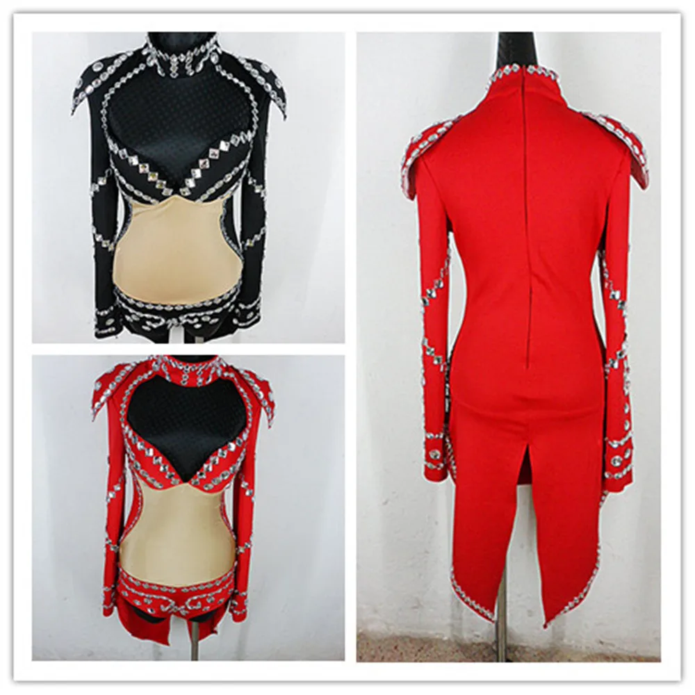 

Star style handmade fashionable diamond jumpsuit tailcoat for performance, nightclub singer DS stage outfit