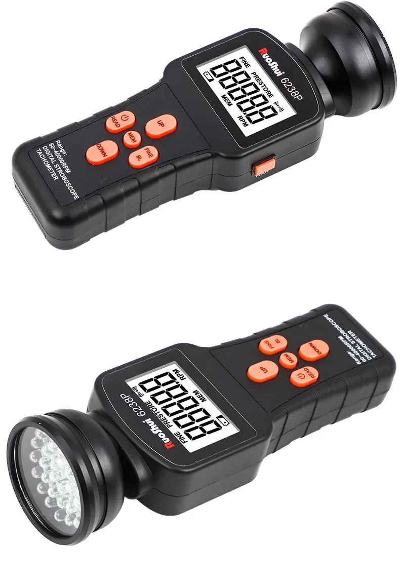 6238P Digital Stroboscope Tachometer LCD Non-Contact Flash Photoelectric Revolut
