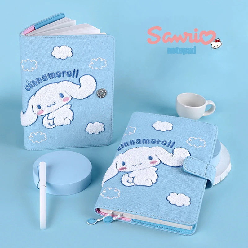 

New Sanrio Cartoon A5 Notepad Cinnamoroll Cute High Value Embroidery Cover Girl Fresh Wind Diary Children's Stationery Wholesale
