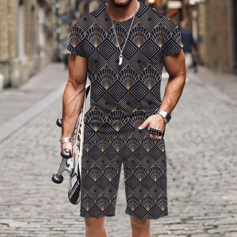 

Men's T-shirt Shorts Set Casual Abstract Art 3D Printed Short Sleeve 2022 New Sportswear Funny Spring Autumn Fashion Hot Luxury