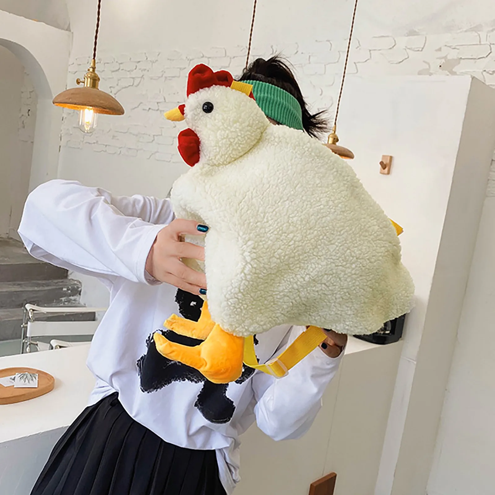 

Women's Ugly Cute Doll Large-capacity Plush Bag Chicken Purse Waist Packs Harajuku Large Capacity Casual All-match Kawaii