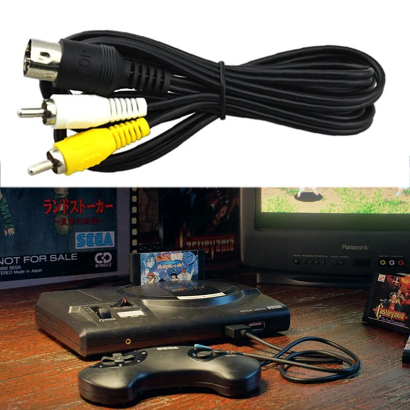 AV Cable Audio Video Cable RCA Cord 1.8 Meters for SEGA Mega Drive 1 Genesis 1