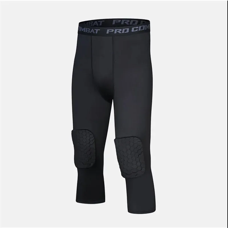 Men Women Kids Capri Running Kneelet Tights GYM 3/4 Pants Basketball Football Soccer Fitness Exercise Leggings 56