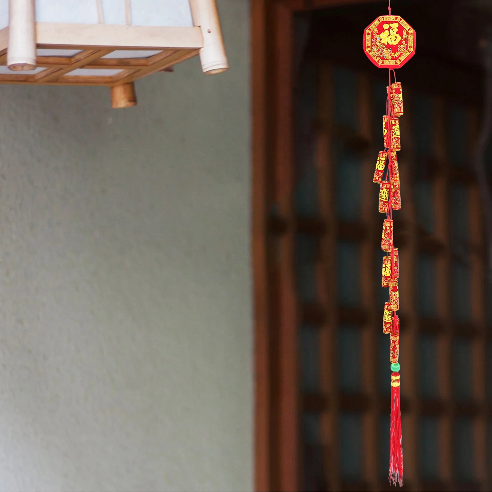 

Chinese New Year Hanging Decoration Electric Firecrackers Ornament Sound Traditional Red Lucky Oriental Pendant Spring Festival