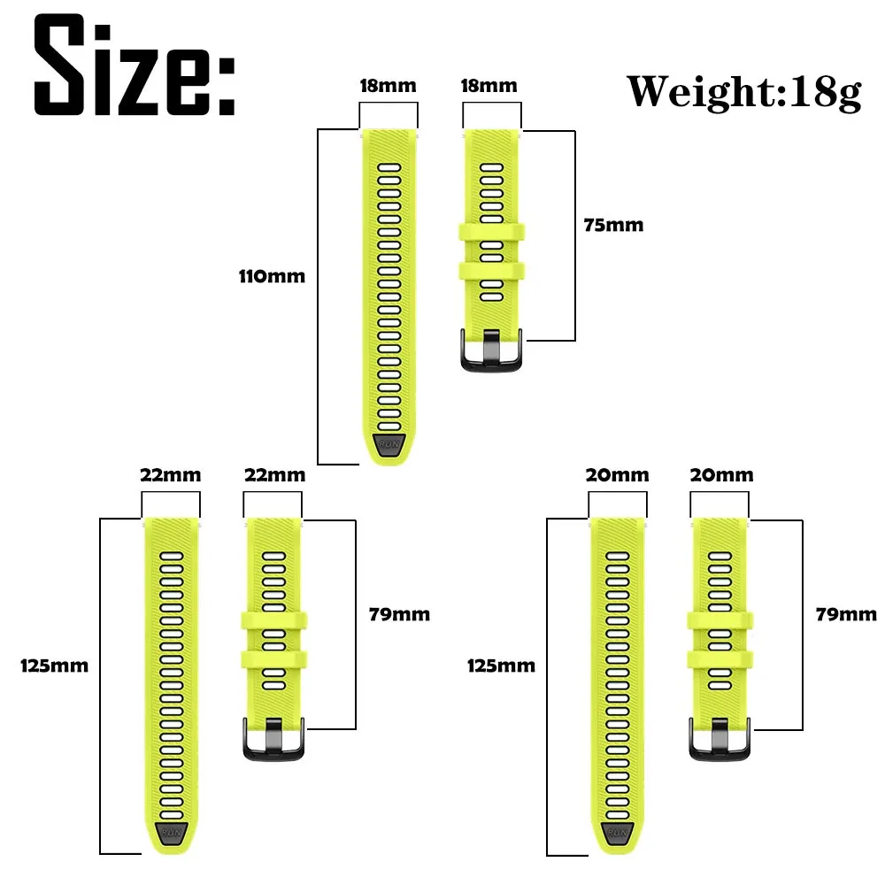 Universal Adjustable Silicone Watch Band - Available in 18mm, 20mm, and 22mm Sizes