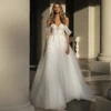 ADLN Romantic Boho Wedding Dress Off The Shoulder V Neck See Through Sequined Applique A Line Tulle Bridal Gown Robe De Mariee 5