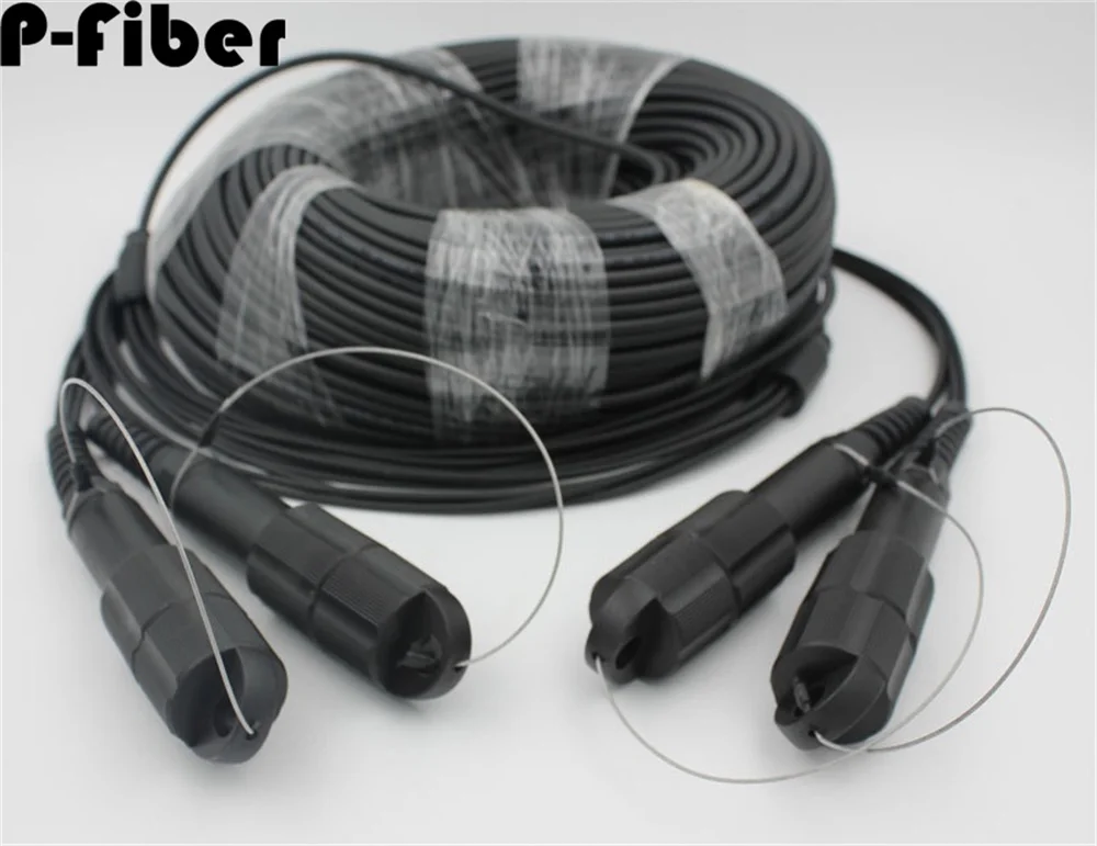 장갑 점퍼 OM3 6C 8C TPU 150M 200M 250M 300M LC FC SC ST 멀티모드 6 8 코어 5mm 광섬유 패치코드 실외용 6/8 광섬유